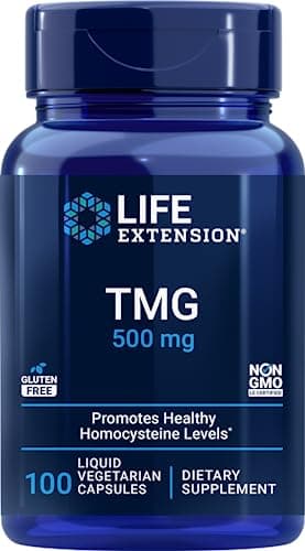 Life Extension TMG 500mg, 100 Liquid Veg Caps - Trimethylglycine (Glycine Betaine) Supplement - Gluten Free, Non-GMO, Vegetarian