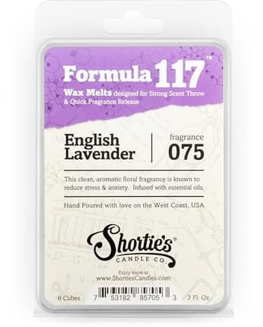 Shortie's Candle Company Pure English Lavender Premium Wax Melts - 3 Oz., Strong & Long Lasting, Non-Toxic - Made with Essential & Natural Oils - Formula 117
