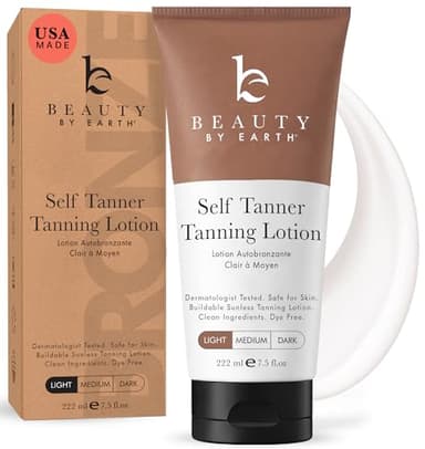 Tanning Lotion Self Tanner - USA Made with Natural and Organic Ingredients Non Toxic Sunless Browning Lotion, Best Gradual Tanner for Men and Women, Streak-Free Fake Tan, Fair to Medium