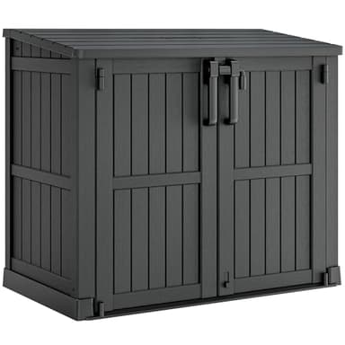 LHBcraft Outdoor Storage Cabinet 36 Cu Ft with Lockable Doors, Portable Horizontal Resin Storage Shed -Easy to Assemble, Waterproof Outdoor Storage Box for Backyards,Patios Black