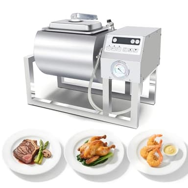 Hakka Meat Tumbler Marinator, 36lb/18L Vacuum Tumbler Marinating Machine for Jerky Sausage Bacon Stainless Steel Food-Grade Tumbling Marinator w/Bidirectional Rotation & 3-Speed Control