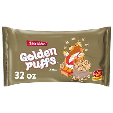 Malt-O-Meal Golden Puffs Sweetened Puffed Wheat Breakfast Cereal, Bulk Family Size, 32 oz Resealable Bag