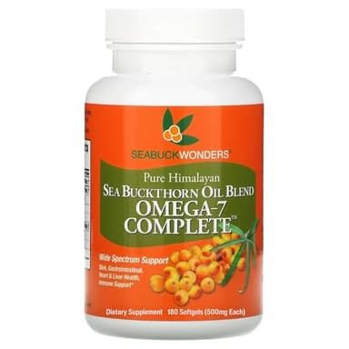 SeabuckWonders Complete Omega 3-6-7-9 Organic Sea Buckthorn Oil, 180 Softgels, 90 Day Supply, Supports Hair, Skin & Nails, Overall Health & Wellness