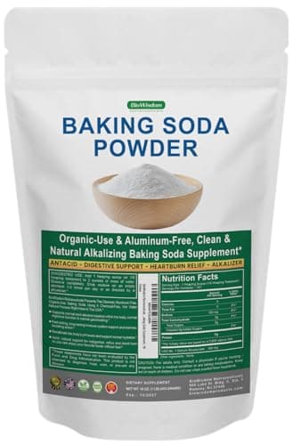 BioWisdom Nutraceuticals Baking Soda Powder for Organic Use, Grade 1 Aluminum Free Baking Soda, Natural No Chemicals, Pure Powder for Cooking, Stomach Acid, Kidney Supplement, 1lb