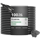 PLUGTUL Extension Cord 100FT, 16/3 Gauge Outdoor Extension Cord Waterproof, 13A 1625W SJTW, ETL Listed, Great for Garden and Home, Black