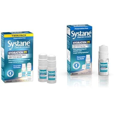 Systane Hydration Multi-Dose Preservative-Free Eye Drops Dry Eye Relief Twin Pack (2x10ml) & Hydration Pf Lubricant Eye Drops 10ml