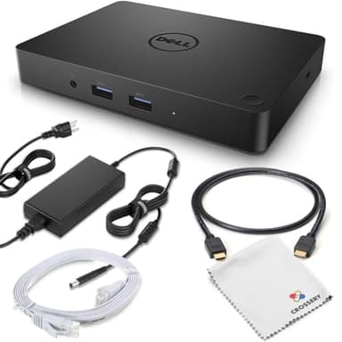 Crossery Dell WD15 USB-C Docking Station Bundle with Dual Monitor Support, 180W Power Adapter, HDMI/VGA/MiniDP, Ethernet, and Multiple USB Ports (Renewed), Black