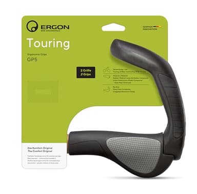 Ergon GP5 Ergonomic Lock-On Grips – Extended Bar Ends for MTB, Touring, Commuter & E-Bike Comfort and Control, Large