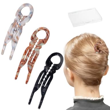 Sunolga Prestige French Hair Pins with Storage Case - Serrated Anti-Slip Design, Curved Shape for Better Head Fit, New Elegant Hair Accessories for Women, Suitable for All Hair Types（3pcs）