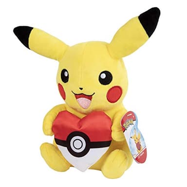 Pokemon 8" Pikachu Valentine's Day Plush with Heart Poke Ball - Officially Licensed - Authentic Soft Stuffed Animal Toy Pokeball Figure - Gift for Kids, Boys, Girls - 2+