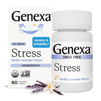 Genexa Stress Relief - 60 Tablets, Certified Organic & Non-GMO, Physician Formulated, Homeopathic Sleep Aid (Stress Relief, 1 Pack)