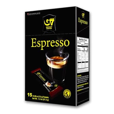TRUNG NGUYEN G7 ESPRESSO Instant Coffee for Energy Boost - Pure Arabica Beans, Bold Taste & Gentle Aroma - Strong & Rich Vietnamese Instant Energy Coffee (15 Sticks/Box)
