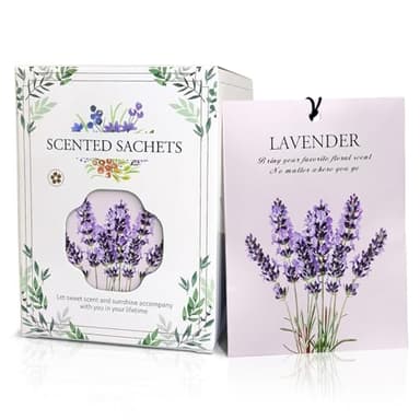 HOMELLAX Lavender Scented Sachet Bags - 12 Pack Closet & Drawer Freshener, Long Lasting Odor Eliminator for Wardrobes, Cars & Storage, Home Fragrance Air Freshener Sachets