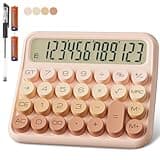 Mechanical Calculator 12 Digit Extra Large 5-Inch LCD Display, DECKLIT Battery Desk Calculator, Big Buttons Easy to Press Office Calculators Desktop, 15°Tilt Screen for Kids Calculator(Gradient Pink)