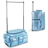 REMEIT Dance Bag with Garment Rack, Glitter Blue 28" Dance Competition Must Haves Competition Dance Bag with Rack, Costumes Rolling Garment Bags For Travel Collapsible Suitcase for Dancers Performers