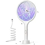 YISSVIC Electric Fly Swatter 4000V Bug Zapper Racket Dual Modes Mosquito Killer with Purple Mosquito Light Rechargeable for Indoor Home Office Backyard Patio Camping
