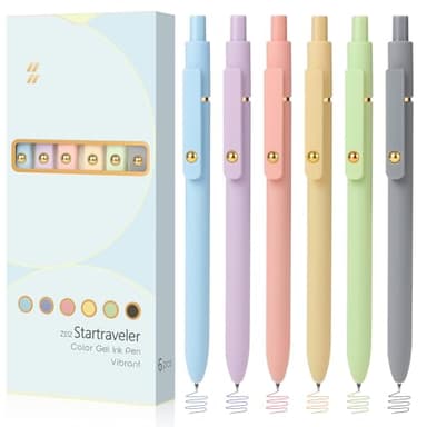 FIOVER Colored Pens, 6 Pack Colorful Gel Pens, Quick-Dry 0.7mm Medium Point for Journaling, Note Taking, Doodling, Aesthetic Office School Supplies, Gifts for Women Men(Multiple Colors)