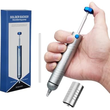 VOTCT Solder Sucker No Clog Desoldering Pump for Solder Removing with Replaceable Heat Resistan Silicone Sucking Nozzle, Desoldering Tool Sodering Pump Strong Vacuum Aluminum Suction Remover