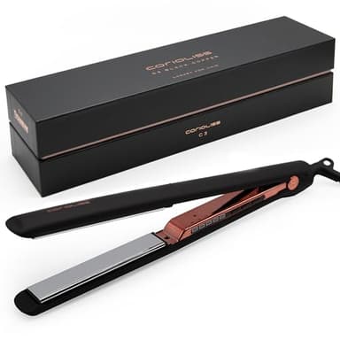 Corioliss C3 Hair Straightener Flat Iron Professional for Hair Titanium Plates Control Temperature Women (Black Copper Soft Touch)