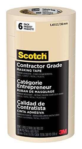 Scotch Painter's Tape Contractor Grade Masking Tan, Tape for General Use, Multi-Surface Adhesive Tape, 1.41 Inches x 60.1 Yards, 6 Rolls