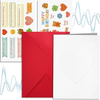 Top Life Recordable Greeting Card - Unmatched 60-Second Custom Voice Message - Embossed Heart Cover and Sticker Sheets - DIY Talking Card with Red Envelope for Birthday, Wedding, Anniversary
