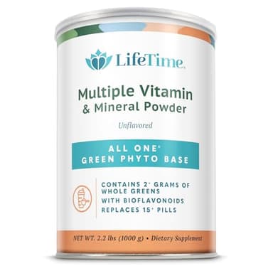 Lifetime allOne Rice Base Multiple Vitamin & Mineral Powder - Daily Multivitamin Supplement, 7g Plant-Based Rice Protein Powder, Dairy Free Smoothie & Shake Mix - 2.2 lbs, 66 Servings