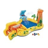 Intex Inflatable Dinosaur Play Center Outdoor Playhouse Inflatable Water Park with Kid Pool Slide, Water Sprayer, Waterfall, and 6 Balls, Multicolor