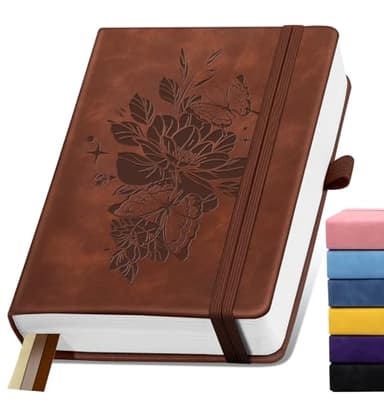 Lined Journal Notebook 365 Pages, A5 Leather Journals for Writing Women & Men, Hardcover Notebook with 100GSM Thick Paper, Daily Journal Notebook for Travel, Work, School, Note Taking, College Ruled