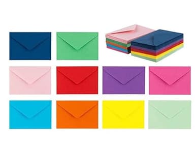 Purple Q Crafts 60 Mini Envelopes 10 Assorted Colors,Gummed closure, Gift Card, Business Card Envelopes 4"x 2.7"