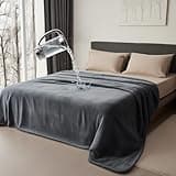 Bedding Aid Waterproof Throw Blanket with Spill-Proof Protection, Cozy Reversible Flannel Bed Blanket for Intimacy & Connection (Moon Grey & Starlit Grey, 40x60