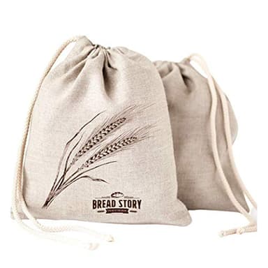 Linen Bread Bag – Reusable Linen Bags for Homemade Bread & Sourdough | Cloth Bags for Sourdough, Artisan Loaves, & Pastries | Unbleached Natural Fabric with Drawstring Closure, 2-Pack, 11 x 15"