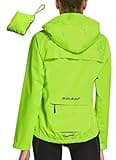 BALEAF Women's Rain Jackets Waterproof Windbreaker Windproof Lightweight Running Cycling Jacket Reflective Packable Hooded Yellow M