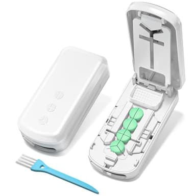 Daviky Pill Cutter Splitter for Small & Tiny Pills, Dual Safety Blades, Adjustable Centering Slot, Precise 1/2 1/3 1/4 Tablet Cutter, Built-in Storage, Portable & Senior-Friendly