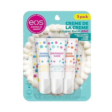 eos 24H Moisture Super Balm Minis- Crème de la Crème, Limited-Edition Lip Mask, Lip Mask, Made for Sensitive Skin, Shea Butter, Variety Pack, 0.169 fl oz, 3-Pack