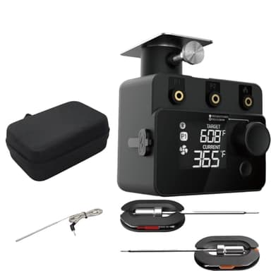 Aethiculin BBQ Grill Intelligent Smoker Fan Temperature Controller with Storage Bag for Big Green Egg, Kamado Joe, Primo, Vision Grill, Akorn Kamado, Weber