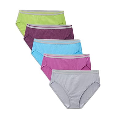 Fruit of The Loom Women's Plus-Size 5 Pack Fit for Me Hi-Cut, Assorted Heather, 9