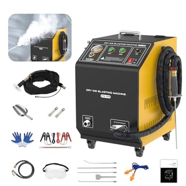 QPKING 5KG Dry Ice Blasting Machine, 110-220V Dual Voltage Heavy Duty Commercial, 0-3.2kg/min Adjustable for Automotive, Industrial, Food Grade & Fire Restoration Cleaning with 3mm Pellets HTS705
