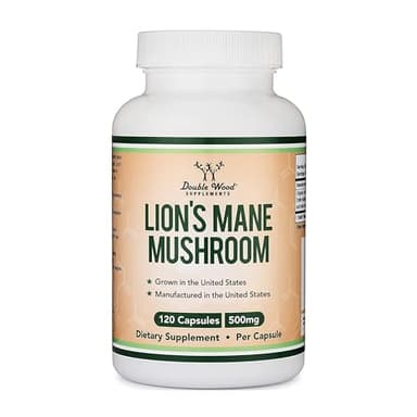 Organic Lions Mane Mushroom Capsules (120 Count), for Focus Support and Immune Health, Third Party Tested and Grown in The USA - by Double Wood