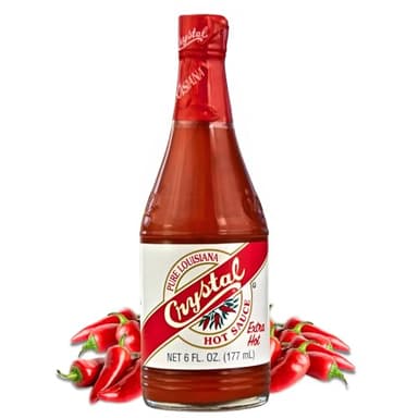 Crystal Louisiana's Pure Hot Sauce, Extra Hot - 6 oz Bottle, Low Sodium, Low Fat, All Natural - Fiery Cajun Cayenne Pepper Sauce