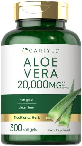 Carlyle Aloe Vera Softgel Capsules | 300 Count | Aloe Vera Gel Supplement | Non-GMO, Gluten Free