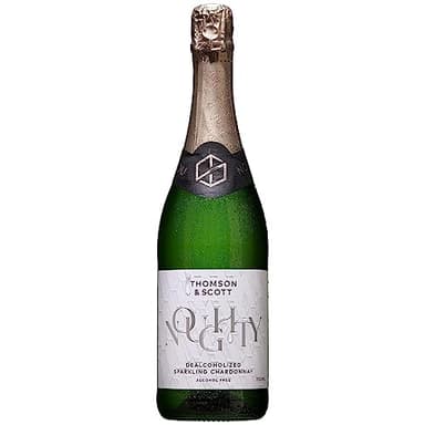 Thomson & Scott Noughty Sparkling Chardonnay, Alcohol Free Sparkling Champagne, Non Alcoholic Wine, Light Body, Medium Sweetness, Low Acidity, Organic, Low-Sugar, Halal, 0% ABV, 750ml Bottle, 1 Pack