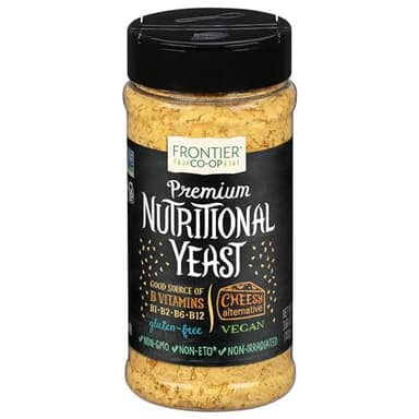 Frontier Co-op Premium Nutritional Yeast Flakes, 3.6 oz. - Vegan, Gluten-Free, Kosher, Non-Irradiated Seasoning, Dairy-Free Cheese Flavor, Rich in B Vitamins