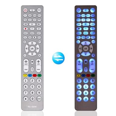 Backlit Universal Remote Control, Universal TV Remote Replacement for Samsung, LG, Sony, Sharp, Apple,TCL,Vizio, Panasonic, for TVs/DVD/Audio/Cable Boxes and More 8-Device(Silver)