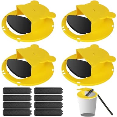 Mouse Trap Bucket - Mouse Traps Indoor for Home - Multi-Catch, Auto-Reset, Humane or Lethal Rat Trap - ABS Material - 5 Gallon Bucket Compatible-4pack