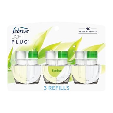 Febreze Plug In Air Freshener, Odor-Fighting Scented Oil Refill, Air Fresheners for Home and Bathroom and Kitchen, Long Lasting for Strong Odors, Light Bamboo Scent, 0.87oz Refills, 3 Count