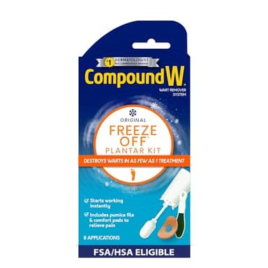 Compound W Freeze Off Wart Removal Kit with Pumice File & Comfort Pads, Plantar Wart Remover, 8 Applications