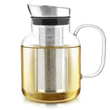 Teabloom 100% Plastic-Free Large Multi-Brew Borosilicate Glass Teapot + Kettle + Pitcher – Steep and Serve Hot Tea, Iced Tea, Cold Brew Tea and Fruit Infused Water – Legacy Tea Maker