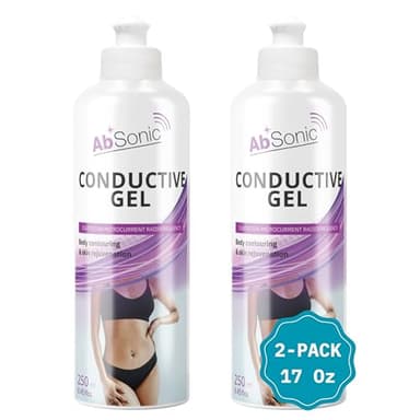 Absonic Conductive Gel for Ultrasound, Cavitation, Body Sculpting, RF, TENS & EMS Devices – 2-Pack (17 oz Total) – Water-Based, Paraben-Free – Designed in France