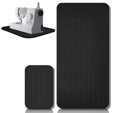 2 Pcs Sewing Machine Muffling Mat Pedal Sewing Mat Reduce Vibrations Noise No Slip Machine Accessories for Quilting(17'' X 36'' and 9'' X 14'',Black)