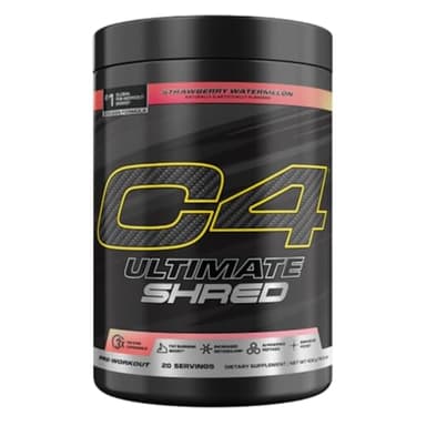 Cellucor C4 Ultimate Shred Pre Workout Powder, Fat Burner for Men & Women, Weight Loss Supplement with Ginger Root Extract, Strawberry Watermelon, 20 Servings, 12.3 Ounce (Pack of 1)